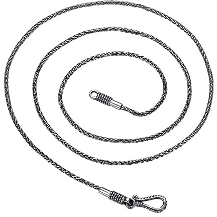 Beydodo Halskette Männer 925 Sterling Silber, 1.5MM Zopfkette mit Hakenverschluss Silber Kette Herren 45-65CM ohne Anhänger Hip Hop Partnerkette