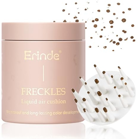 Erinde Flüssiger Natürliche Sommersprossen Stift, Schweißfestes Lebensechte Sommersprossen Stempel Luftpolster Fake Freckles, Weicher Wasserdichter & Langlebiger Henna Sommersprossen Makeup Stift