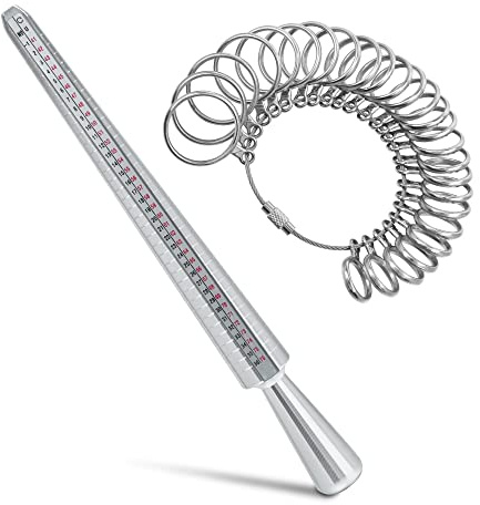 Beauty7 Baguier Calibre en Métal Mesure de Taille de Doigt Bague Anneau Outil de Dimensionnement Taille Standard Européenne 41-76 Cibler Taille De Doigts Actuelles Bagues Gabarits (baguier kits)