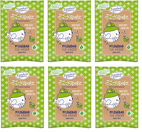 6er Pack Dresdner Essenz Dreckspatz Pflegebad Wer bist du denn Apfel-Duft 6 x 50 g Badezusatz vegan