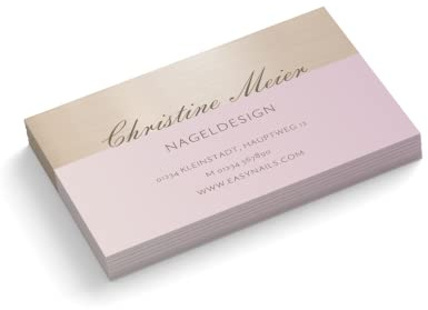 Visitenkarten personalisiert | Nageldesign | 1-seitig | Querformat | Menge + Farbe + Papier zur Auswahl | selbst gestalten | hochwertiger Druck | 350 g Qualitätsdruck (Rosa, 500 Stück)