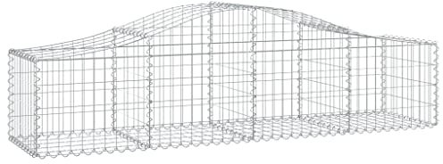 vidaXL 40x Paniers à Gabions Arqués Cages à Gabions Arquées Murs de Gabion Barrières de Jardin Terrasse Extérieur 200x50x40/60 cm Fer Galvanisé