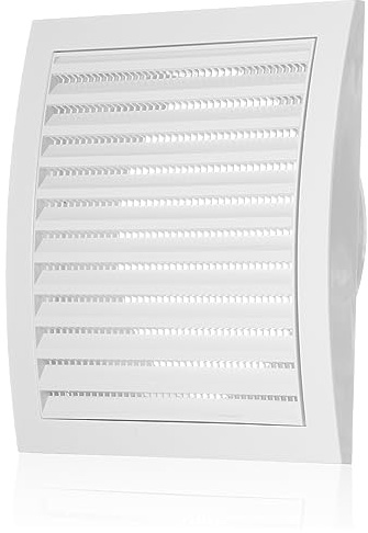 Ø 150mm Griglia Ventilazione in Plastica ABS Bianca con Zanzariera e Flangia - Griglie Aerazione Rettangolari
