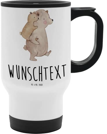 Mr. & Mrs. Panda Tasse personalisierbar Papa Bär - Personalisierte Geschenke, Thermobecher personalisiert, Vatertag, kaffeetasse, mit Namen, Familie, Geburtstag, personalisieren, selbst gestalten