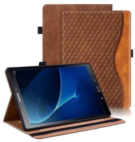 Vkooer Hülle für Samsung Galaxy Tab A6 10.1 Zoll (2016) Schutzhülle SM-T580/T585 PU Ledertasche Folio Cover Case mit Auto Schlaf/Aufwach Kartentasche für Samsung Tab A 10.1 2016 - Braun