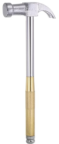 sourcing map 6 in 1 Mini Multifunction Claw Copper Hammer and Screwdriver 13mm Dia Multitool Hammer with Slotted Phillips Screwdriver, Gold Tone