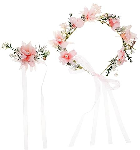 Angoily 1satz Blumenkranz Haarband Mit Perlen Und Schmetterlingen Elegantes Haarschmuck Für Hochzeiten Blumenmädchen Strandfotos Und Festlichkeiten Für Damen Und Mädchen