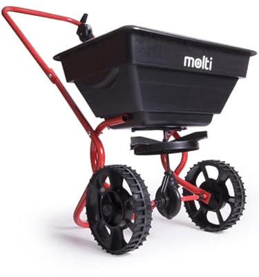 molti esparcidor de Semillas 3L 12L 14L esparcidor Manual con Doble Barra de Empuje Sembradora de césped Esparcidor de abono Esparcidor de Sal Esparcidor de Semillas para abono de césped (14 L)