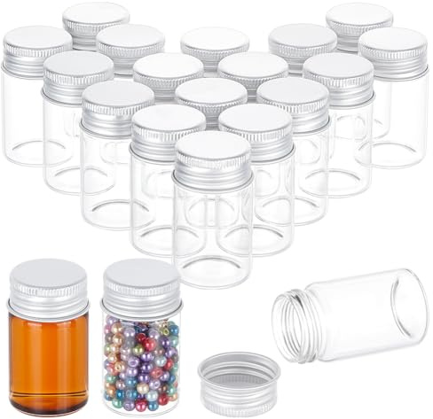 BENECREAT 20 Botella Sellada de Vidrio de 20 ml con Tapa de Aluminio con Tornillo, Vial de Muestra de Líquido con Sello Vacío Transparente para Muestras, Botellas de Mensajes, Suministros de Boda