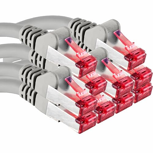 1aTTack.de 2 M - 10 Stück - Cat6 Ethernet LAN Kabel RJ45 - Grau – Hochgeschwindigkeits-Netzwerkkabel für Streaming, Gaming, TV und Computer – Stabil und langlebig – Perfekt für Heimnetzwerk und Büro