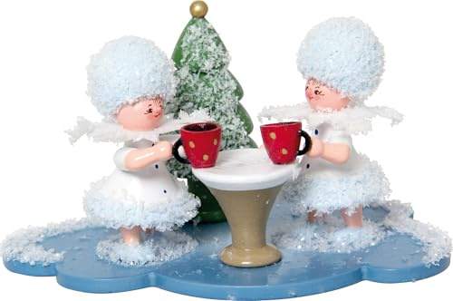 Drechslerei Kuhnert Schneeflöckchen, Paar auf Weihnachtsmarkt, Original Erzgebirge
