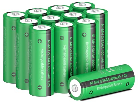Lot de 12 piles rechargeables NiMH 2/3AAA 1,2 V 400 mAh pour lampes de jardin, lumières de décoration, PKCELL