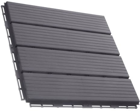jojofuny Terrassenfliesen Klickfliesen Verbund Terrassenfliese Kunststoffbodenbelag Grau Balkon Outdoor Wetterfest Terrasse