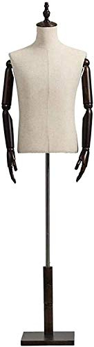 CRBUDY Schneiderbüste für Männer zum Nähen, Schneiderbüste, Schaufensterpuppe, Mannequin, Schneiderbüste, Arm aus Massivholz, Aktivitätsständer (#1 S)