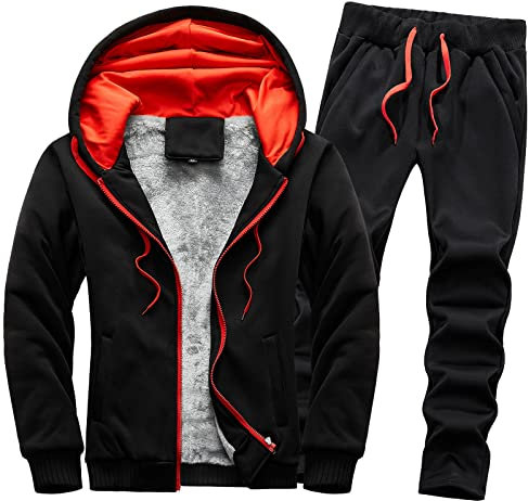 HAOLEI Zweiteiliges Herren Sportset Für Frühling Und Herbst, Sale Zweiteiliges Set Aus Lockerem, Lässigem Kapuzenpullover + Hose, Günstig Weiches Warmes Bequemes Zweiteiliges Set