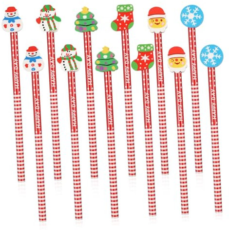 SHINEOFI 36pezzi Matite Cartoon Natalizie Con Gommini Tematici Di Natale Per Scuola e Regali Di Festa Come Gadget Natalizi Per Adulti