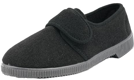JOMIX Pantofole Uomo Invernali Ciabatte con Chiusura Strappo Comode e Calde da Casa Scarpe Antiscivolo per Anziani e Piedi Sensibili Made in Italy ITU1415 Nero 43