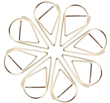 100 Stück Büroklammern Gold,Tropfenform Metall Büroklammern Klein für Foto Poster Memo Buch Paper Clips,Goldene Wasser Tropfen Motiv Pins zom Papierklammern Lesezeichen-clips,Geometrische Büroklammer