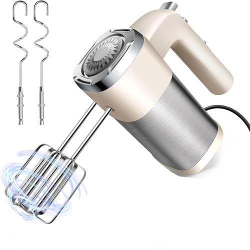 Sbattitore Elettrico Professionale, 500W Fruste Elettriche per Dolci con 2 fruste, 2 ganci per l'impasto, 5 velocità, Funzione turbo, Design ergonomico, Sbattitore per Mescolare, Sbattere e Montare