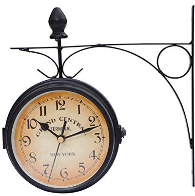 MAGICLULU 1 Stück Wanduhr Im Europäischen Stil Doppelseitige Klassische Uhren Kreative Monochrome Uhr (Schwarz)
