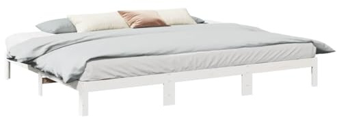 vidaXL Familienbett ohne Matratze Weiß 270x200 cm Massivholz Kiefer