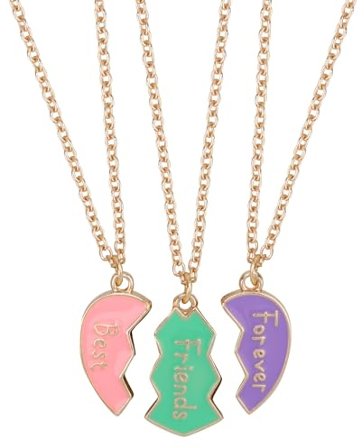 Mikovivi 3stk Freundschaftsketten für 3, Liebesherz Emaille Magnetische Passende Anhänger Halskette BFF Bester Freund Immer Schmuck Geschenke für Frauen und Männer zum Jahrestag Geburtstag (Stil 2)