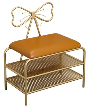 Schuhschrankbank, Schuhregalbank, Eingangsbank mit gepolstertem Sitz, 2-stufige, stabile Schuhaufbewahrungsbank mit Metallgitter, platzsparend, moderner Stil, Schuhbank für Schlafzimmer und