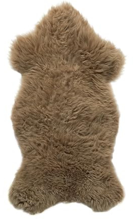 Simply Sheepskin British Rug - Taupe Genuine Sheepskin - Ultra Soft Wool Bedside Rug, Machine Washable - Perfect for Any Room, (90-100 x 60cm)