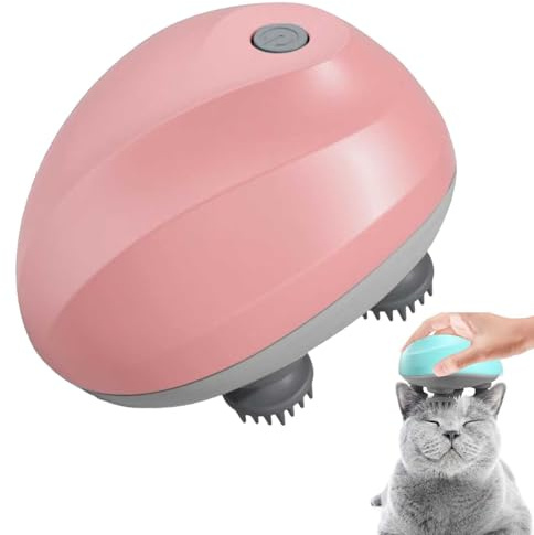 Haustier Massagegerät, Tragbar Katzen Massagegerät, Elektrisches Kopfmassagegerät Mit 4 Knetköpfen, Ipx7 Wasserdicht, Wohltuende Entspannung für Katzen und kurzhaarige Hunde (A)