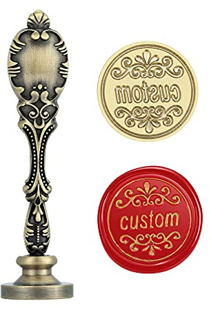 Lpraer Siegelstempel Personalisiert Wachssiegel Stempel mit Eigenem Foto/Logo, Vintage Wachsstempel mit Griff aus Messing für Hochzeitseinladungen Brief Umschläge Karte Weindekorationen