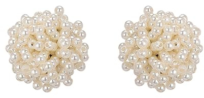 1 Pair Pearl Earrings for Women, Vintage Boho Big Pearls Stud Earrings, Simulated Pearl Earrings for Bridal Bridesmaid Jewelry for Weddings Anniversaries & Parties, Big Earring for Girl Decoration