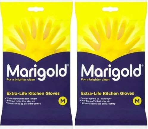 Marigold Unisex RUBBER GLOVES KITCHEN- Yellow, Pack of 2