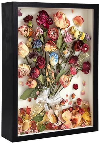 Kisizity 3D Bilderrahmen zum Befüllen, Schwarz A3 Shadow Box | Hochtransparente Acrylplatte, 3D Objektrahmen Tiefer 3cm, Tiefer Rahmen für Wand, für Hochzeitsstrauß, DIY Kunstwerke, Fotos