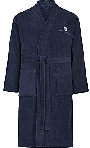Jan Vanderstorm Herren Bademantel Janning | aus 100% Baumwolle Frottee ohne Kapuze – mit Bindegürtel, aufgesetzten Taschen, weich & saugfähig, große Größen M–7XL