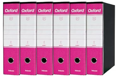 Esselte OXFORD N.1 Mekanismbindemedel i protokollformat med 8 cm ryggrad – Fuchsia, 6 stycken