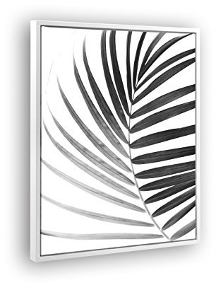 Bildershop-24 Schattenfugenrahmen Set Lemgo Weiß (matt) mit Keilrahmen Leinwand Bild Druck Motiv: Palmenblatt 2 40x50cm