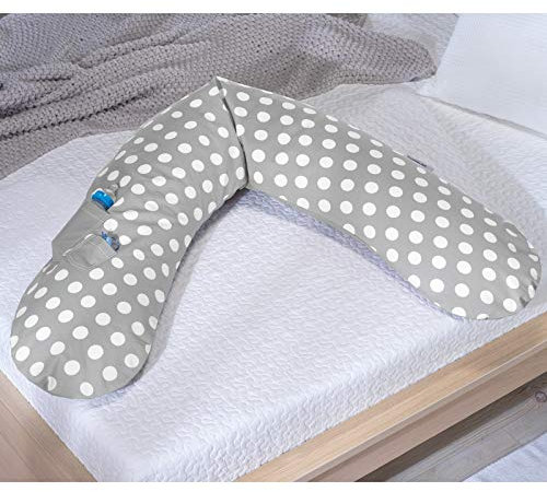 Das Original Theraline Stillkissen | 190 cm | Polyester Hohlfaser Füllung | inklusive Bezug Indie Dots mit Taschen