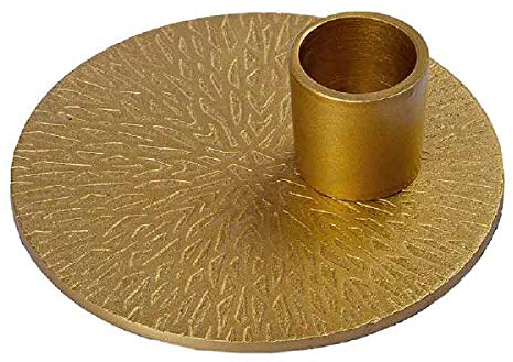 Kerzenleuchter für Spitzkerzen mit konischen Fuß auf Sternplatte mit Kerzentülle in Gold