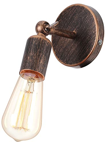 iDEGU Lampada da Parete Vintage Industriale Lampada a Muro in Metallo Applique da Parete Orientabile di 180° E27 Illuminazione da Parete Interni per Camera da Letto Bagno Corridoio (Ruggine Bronzo)