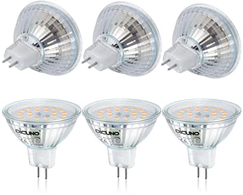 DiCUNO GU5.3 LED Lampen 5W, 12V MR16 Reflektor, Ersetzt 50W Halogen Spots, 2700K Warmweiß, 440lm, 120°Abstrahlwinkel, LED Leuchtmittel, AC/DC, Flimmerfrei, Nicht dimmbar, 6er Pack