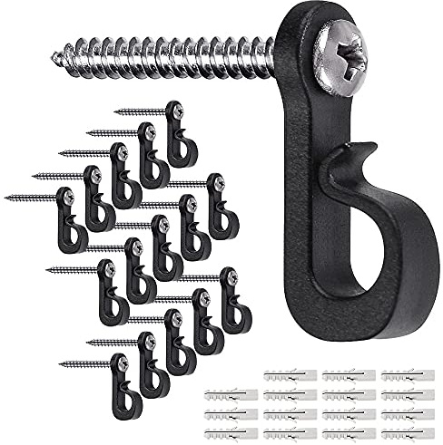SELEWARE Q Aufhänger Haken für Außenlichterkette, Weihnachtslichthaken mit Schraube, Indoor Outdoor Lichthaken Clips zum Aufhängen von Lichterketten, Terrassenlichtern, 15 Stück