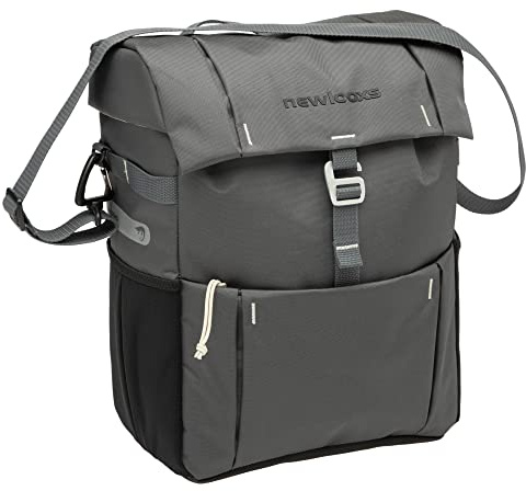 New Looxs Vigo Single - Fahrradtaschen für Gepäckträger - Wasserdicht Polyester - Seitentasche Fahrrad mit Schultergurt - E-Bikes Geeignet - Leicht Fixierbare Fahrradtasche hinten - Grau