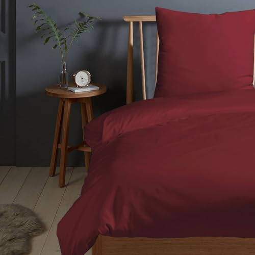 Pizuna Bettwäsche 155x220 + 80x80 Baumwolle Rio-Rot 400 Fadenzahl | 2-Teilig 100% Langstaple Baumwolle Bettbezug und Kissenbezug, Mako Satin Bettwäscheset 155x220 + 80x80 Mako Satin
