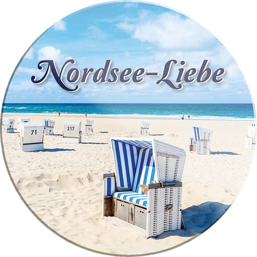 schilderkreis24 – Lustiger Spruch “Nordsee Liebe“ Magnet Deko Nordsee Meer Kühlschrankmagnet Humor witzige Geschenkidee Geburtstag Weihnachten 8x8 cm