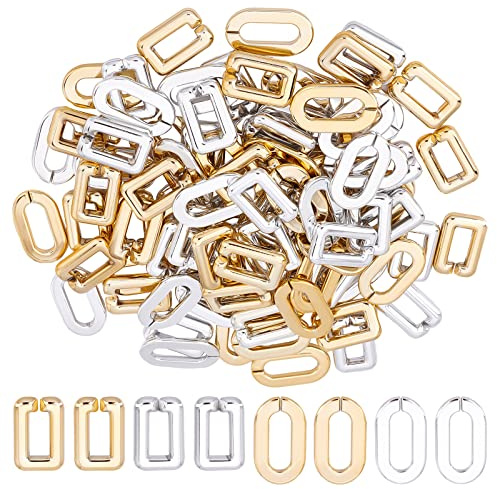 SUPERFINDINGS 120 Stück 2 Stile CCB Kunststoff Verbindungsringe 2 Farben Offene Schnellverbindungsverbinder Rechteckige Ovale Panzerkettenverbinder Für Halsketten Brillenketten Schmuckherstellung
