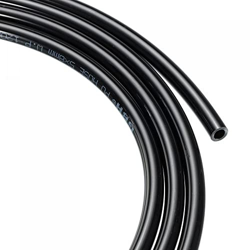 sourcing map Pneumatic Tubing - Polyurethane Air Compressor Hose Pipe, Apply to Air Line Transfer (8mm OD 5mm ID, 8Ft, Black)