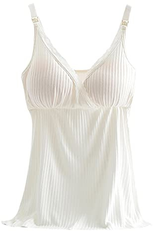 HAOLEI Camisole Tops for Women Built in Bra Lace V Neck Vest Tops Solid Breastfeeding Pregnant Nursing Top Cami Shirts Casual Loose Spaghetti Straps Blouses Tunics Tank Tops Summer Sleeveless T-Shirt