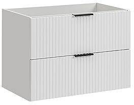 ADEL White, mobile per lavabo da 80 cm, con piano di lavoro o lavabo da incasso, mobile per lavabo bianco, ante fresate, mobili da bagno (solo mobile)