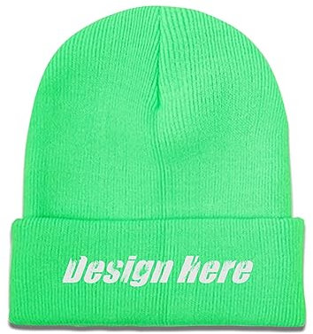 Winter Beanie Mützen selber gestalten mit Fototext für Herren Damen schwarz, grün, One size