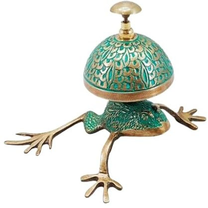 Campana de mesa de latón náutico con diseño de rana de hotel, campana de recepción de hotel, campana de servicio escolar, campana de latón antiguo vintage para llamadas de escritorio, campanas de rana